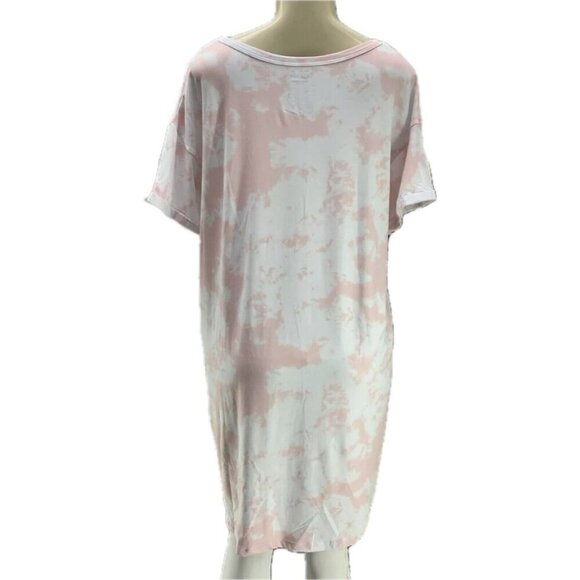 Fila + 2X Logo Pink-Cream Tie-Dye Brushed Finish V-Neck Short Sleeve Sleep Tee - Picture 4 of 6